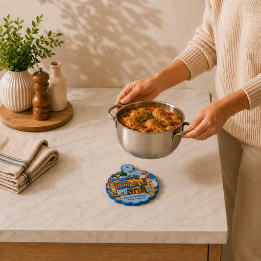 Alexandroupoli ceramic trivet pot holder kitchen souvenir - Κεραμική βάση για κατσαρόλες Αλεξανδρούπολη