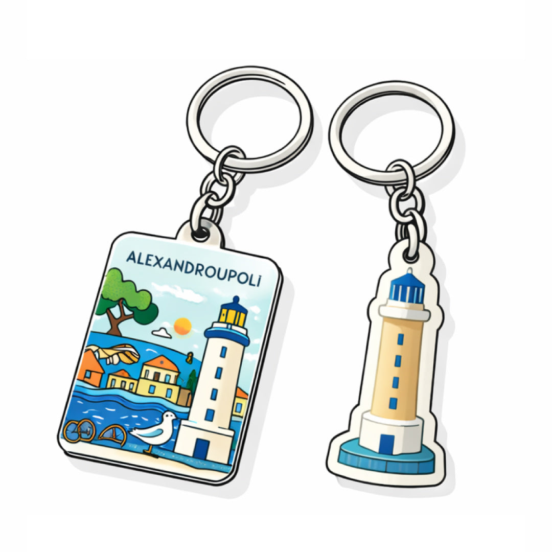 Alexandroupoli souvenir keychains inspired by the Alexandroupoli lighthouse Greece