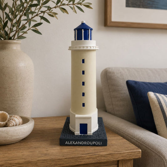 Large Alexandroupoli lighthouse statue in a lifestyle setting - Μεγάλος Φάρος Αλεξανδρούπολης σε φυσικό χώρο