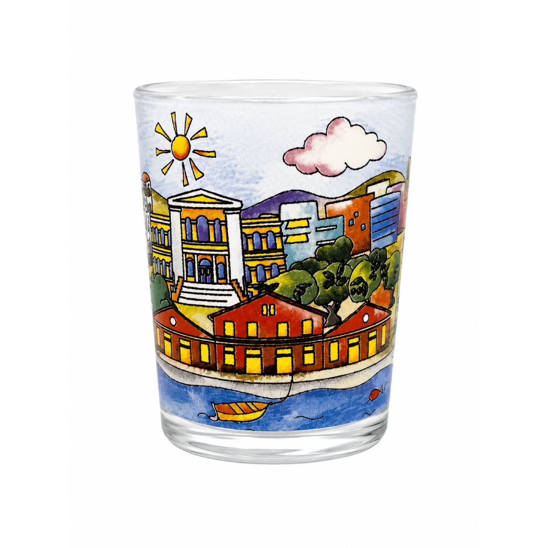 Alexandroupoli 360 shot glass back view on white background - Σφηνοπότηρο Αλεξανδρούπολη 360 τύπωμα από άλλη γωνία σε λευκό φόντο