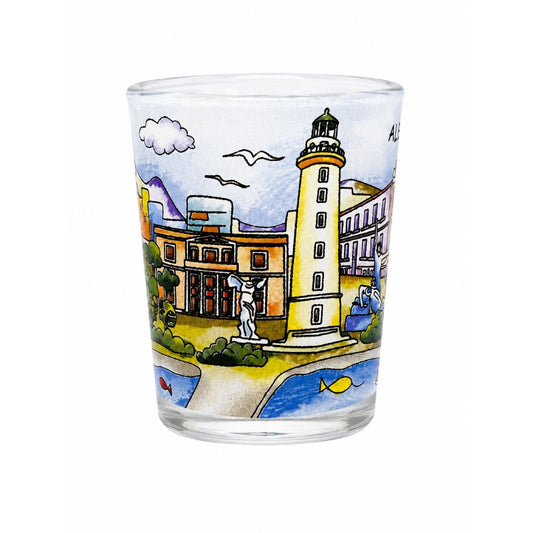 Alexandroupoli 360 allover print souvenir shot glass on white background - Σφηνοπότηρο Αλεξανδρούπολη 360 τύπωμα σε λευκό φόντο