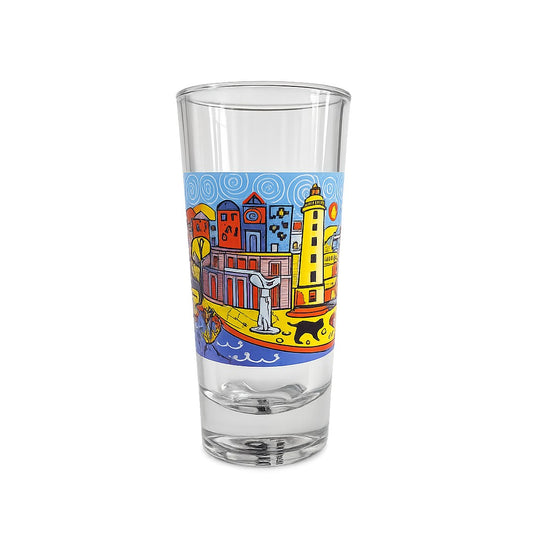 Alexandroupoli souvenir ouzo glass on white background - Ποτήρι για ούζο Αλεξανδρούπολη σε λευκό φόντο
