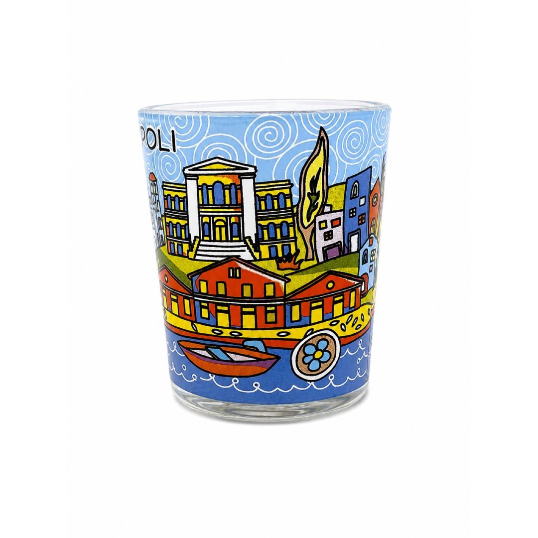 Alexandroupoli Colorful 360 Allover Shot Glass - Greek Souvenir Ceramic Shot Glass