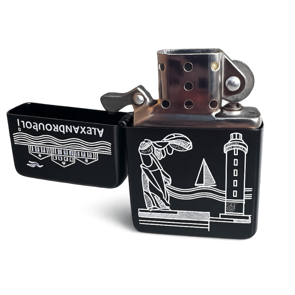Alexandroupoli & Samothrace Refillable Gas Lighter - Lighthouse & Nike of Samothrace