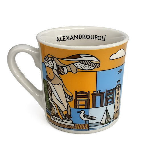 Alexandroupoli 360 allover ceramic espresso mug on white background - Κούπα espresso Αλεξανδρούπολη 360 τύπωμα σε λευκό φόντο