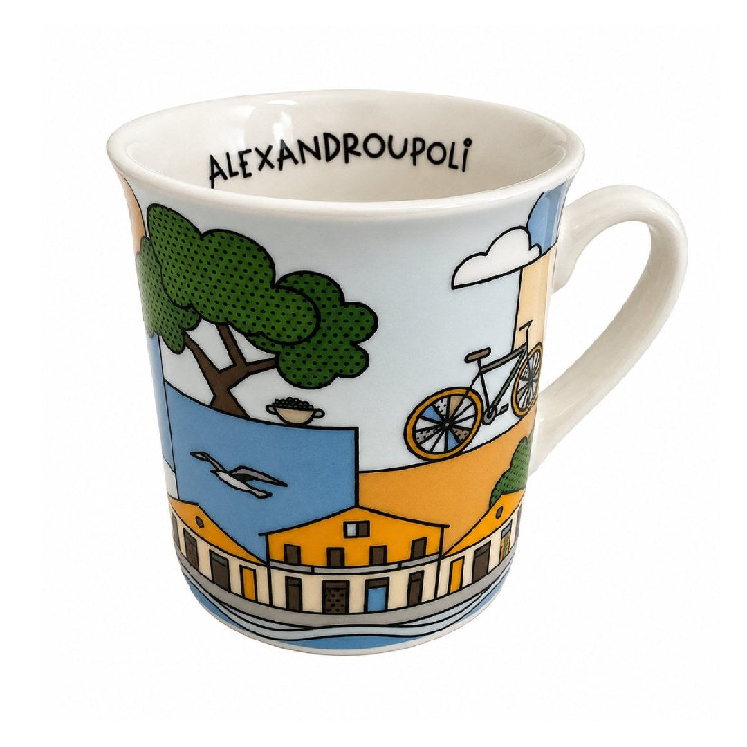Alexandroupoli 360 Allover Espresso Mug - Greek Souvenir Ceramic Espresso Cup