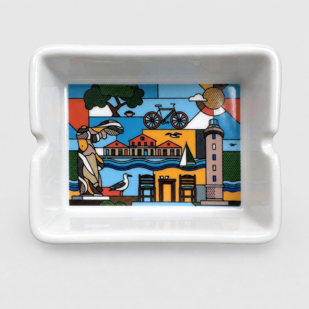Alexandroupoli ceramic cigarette souvenir ashtray top view - Κεραμικό τασάκι Αλεξανδρούπολη