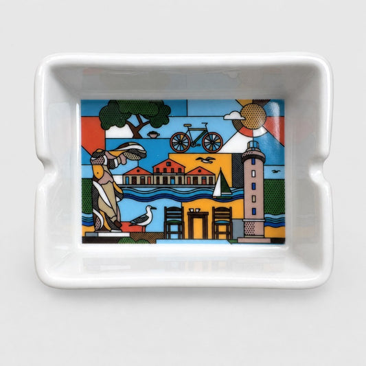 Alexandroupoli ceramic cigarette souvenir ashtray top view - Κεραμικό τασάκι Αλεξανδρούπολη