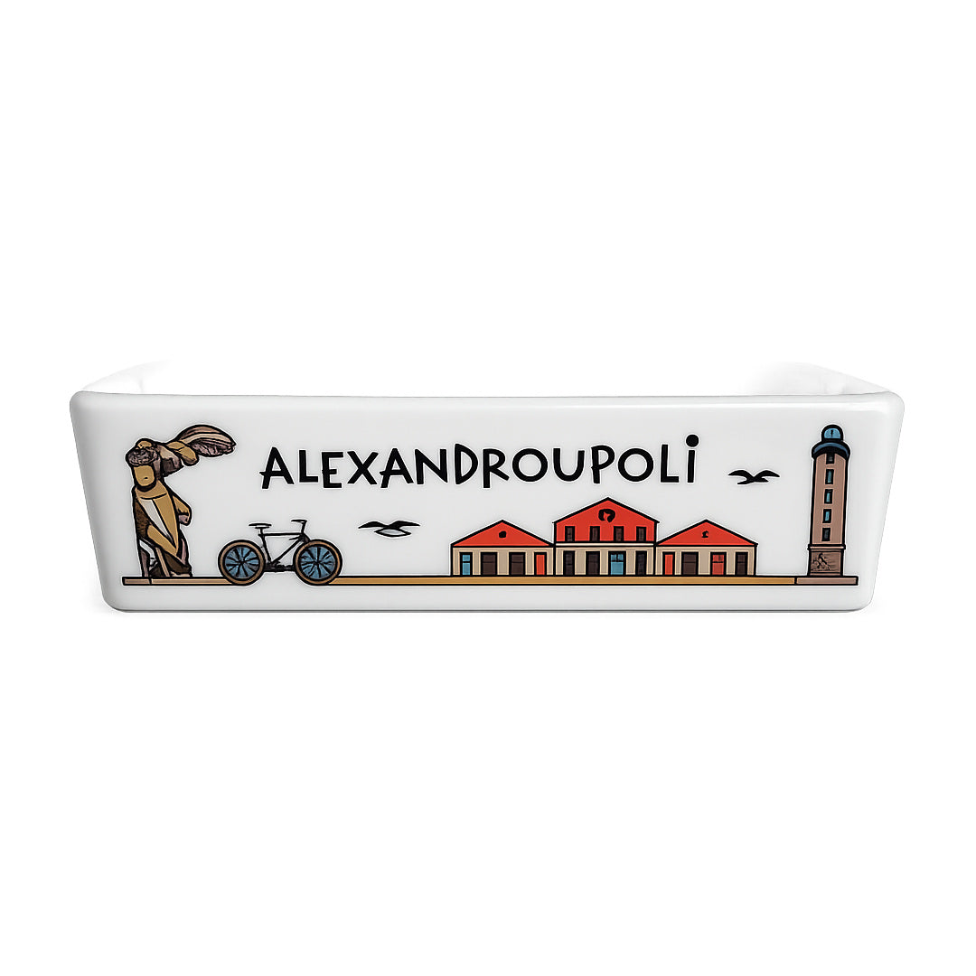 Alexandroupoli Ceramic Ashtray - Souvenir Cigarette Ashtray from Greece