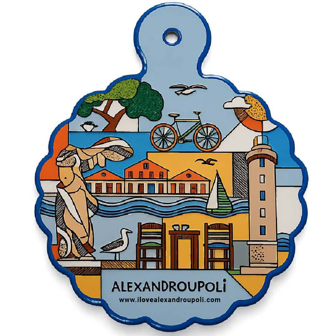 Alexandroupoli ceramic trivet back side cork base detail - Κεραμική βάση κατσαρόλας Αλεξανδρούπολη λεπτομέρεια