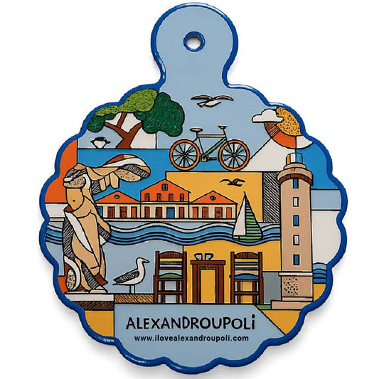 Alexandroupoli ceramic trivet back side cork base detail - Κεραμική βάση κατσαρόλας Αλεξανδρούπολη λεπτομέρεια